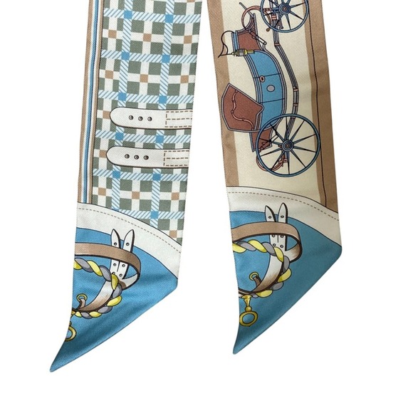 HERMES Authentic Blue Silk Scarf - Picture 4 of 13